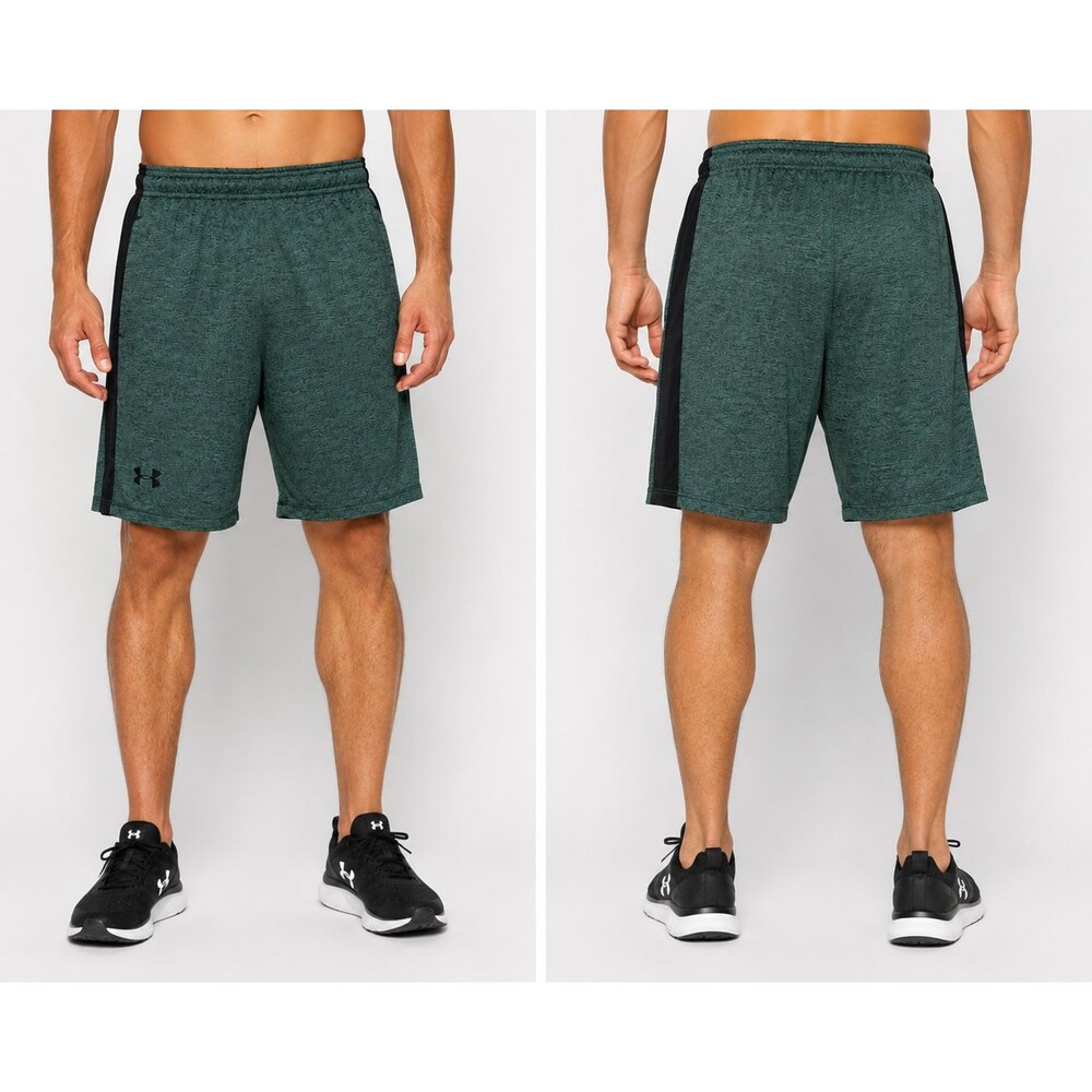 Under Armour Men's Medium HeatGear Loose Green Black Athletic Shorts Gym